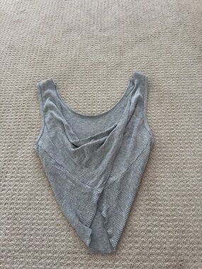 ALO Yoga Grey Ribbed Draped Tank